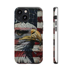 American Flag Bald Eagle phone case | Patriotic iPhone cover, cracked vintage flag design - 250 USA Celebration