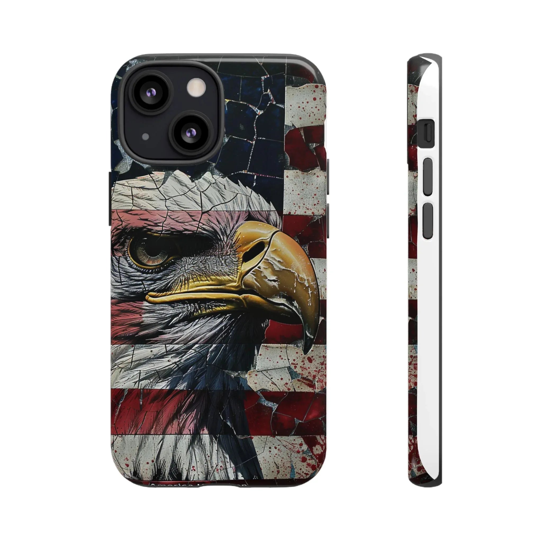 American Flag Bald Eagle phone case | Patriotic iPhone cover, cracked vintage flag design - 250 USA Celebration