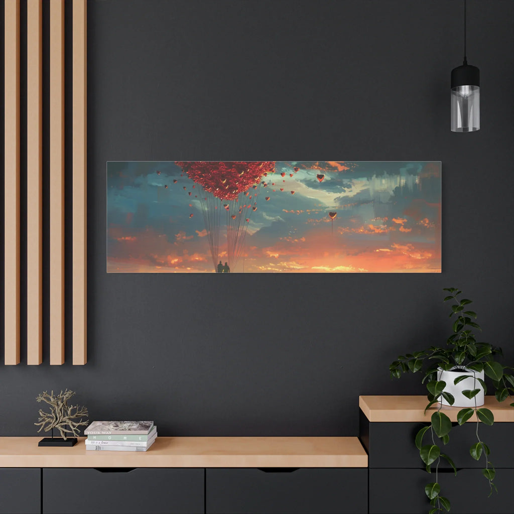 Romantic Canvas Wall Art, Love, Heart Balloon Art, Gift for Couples, Valentines Wall Decor, Valentine's Day Women's Merchandise, Valentines - 250 USA Celebration