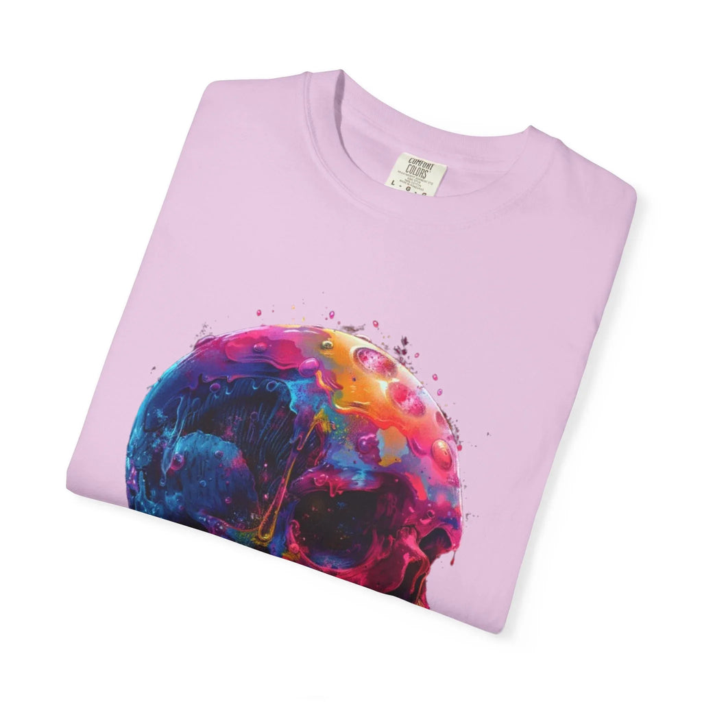 Colorful Drip Skull T-shirt | Watercolor Skull Shirt, Artistic Gothic Tee - 250 USA Celebration
