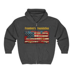 Still Standing Flag Zip Hoodie — "Freedom's Foundation" Vintage American Flag Full-Zip Hoodie