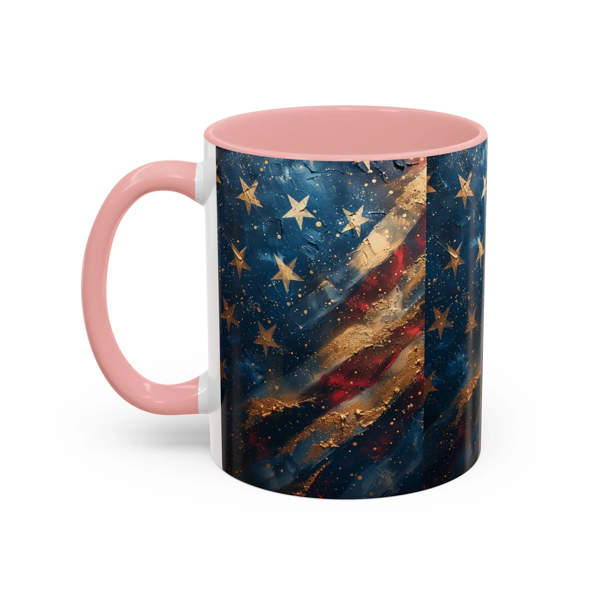 Distressed American Flag Accent Coffee Mug | 11oz 15oz - 250 USA Celebration