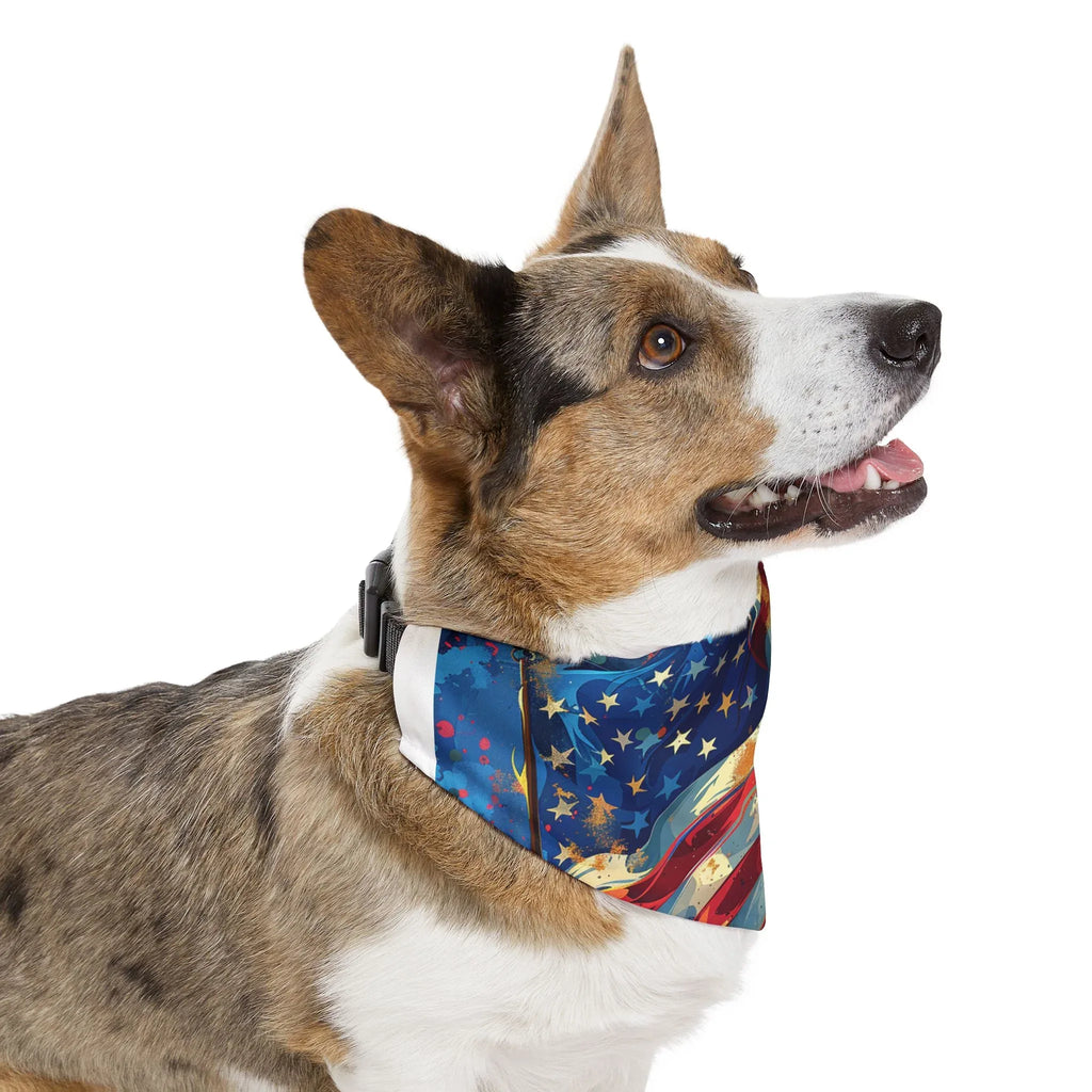 American Flag Watercolor Pet Bandana Collar | Patriotic Dog Bandana - 250 USA Celebration