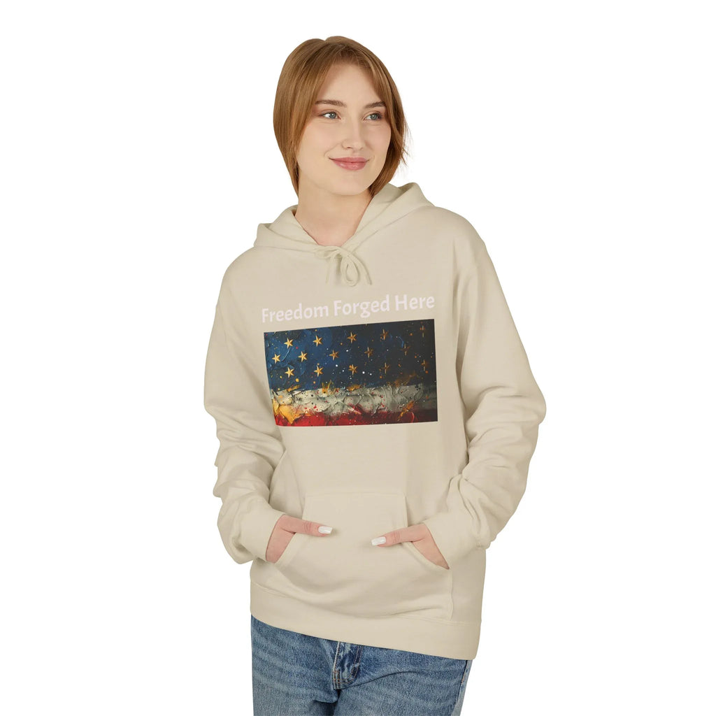 Freedom Forged Here American Flag Hoodie | Patriotic USA - 250 USA Celebration