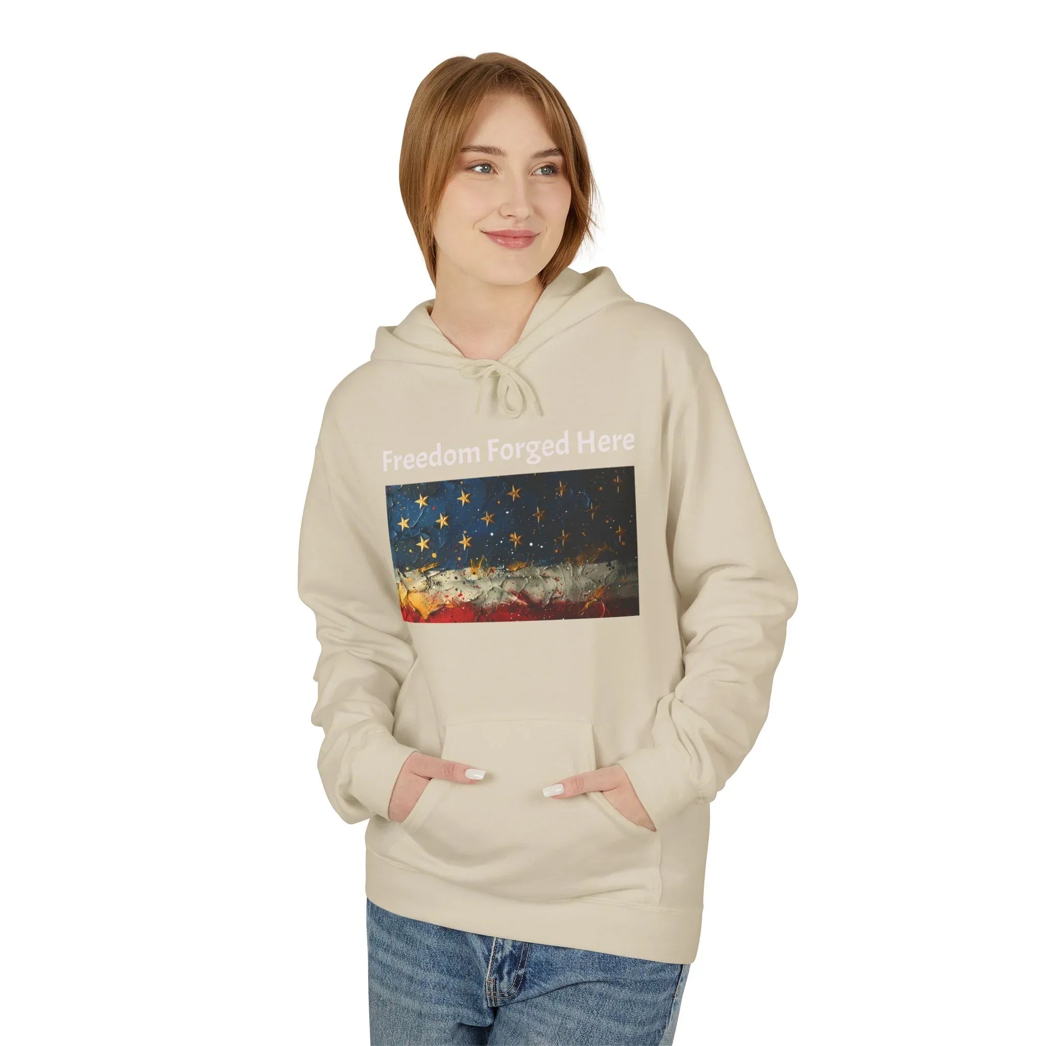 Freedom Forged Here American Flag Hoodie | Patriotic USA - 250 USA Celebration