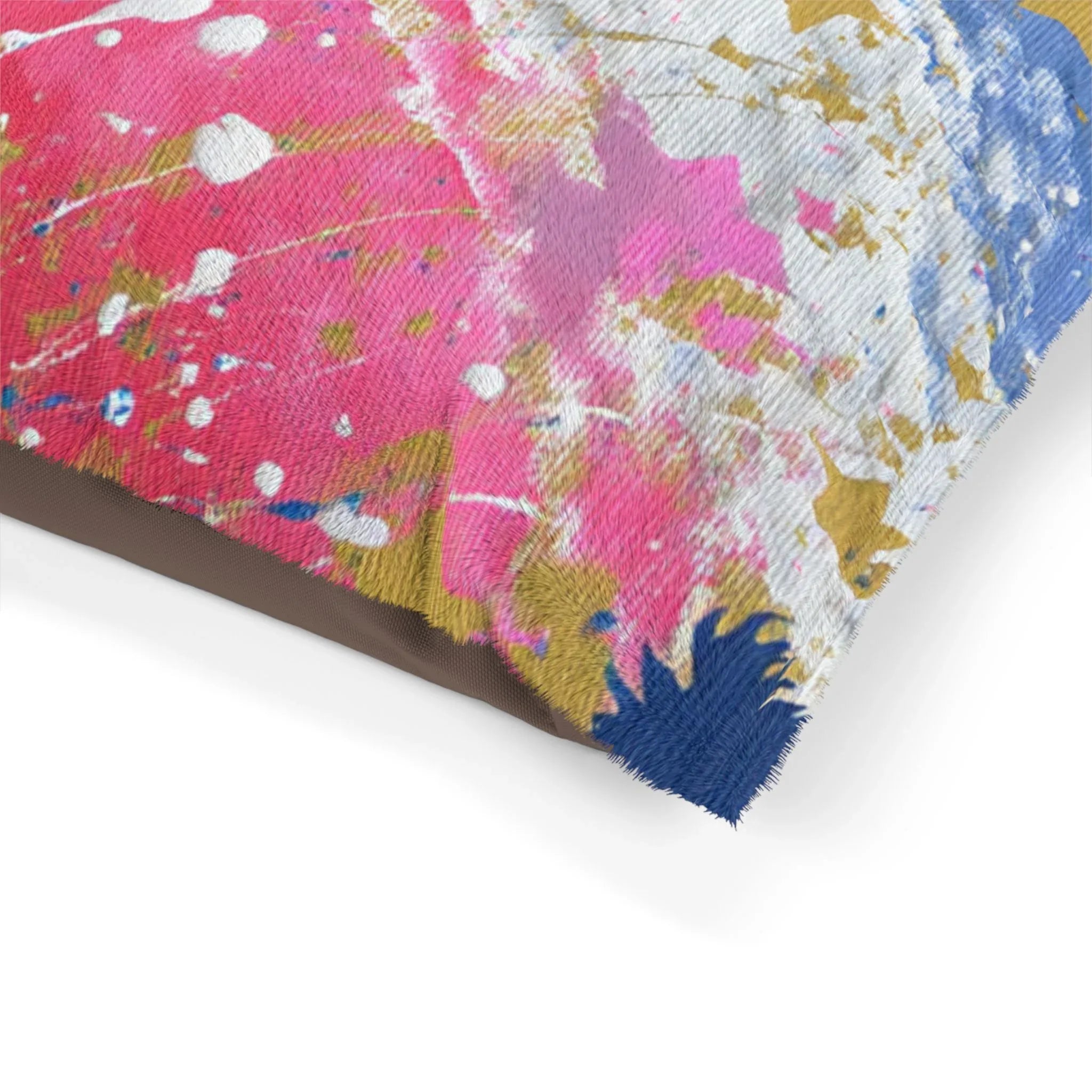 Gold Star Splash Pet Bed | Abstract Pink Blue Paint Splatter - 250 USA Celebration