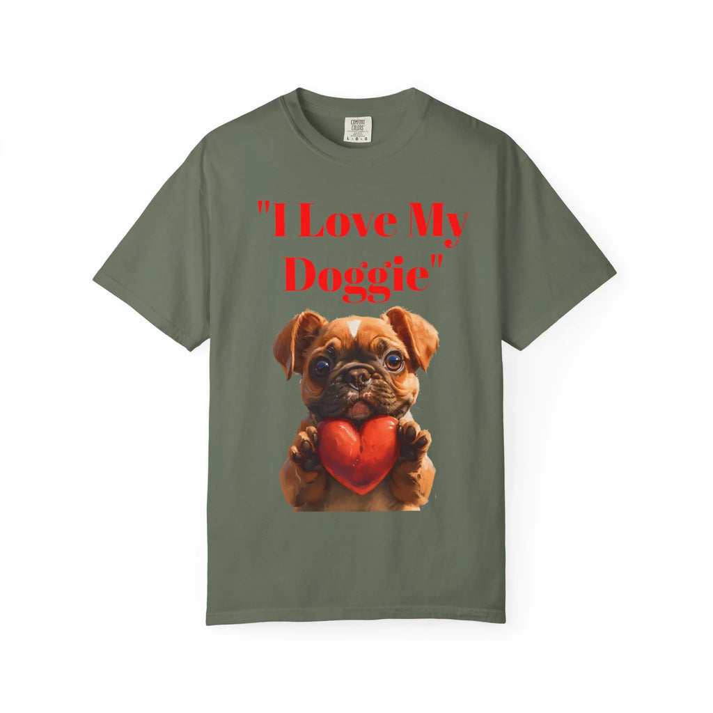 Cute French Bulldog Puppy Holding Red Heart T-shirt | Dog Lover Cartoon - 250 USA Celebration