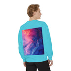 Hyper Bloom Fracture: Psychedelic tee with shattering florals in electric turquoise & magenta flares. Unisex trippy festival flair! - 250 USA Celebration