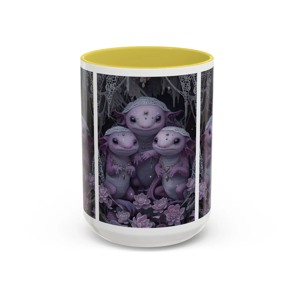 Purple Axolotl Trio Mug | Cute Amphibian Art Ceramic Coffee Cup - 250 USA Celebration