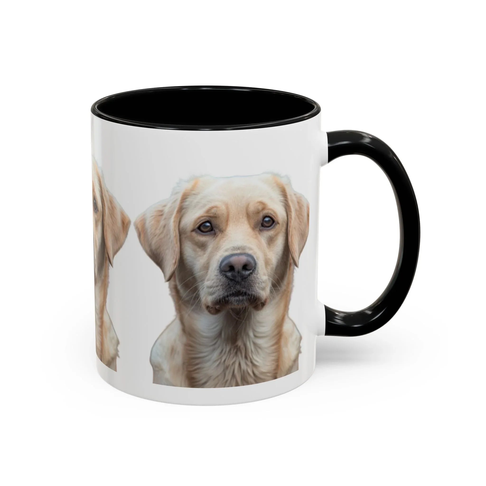 Soulful Labrador Portrait Accent Coffee Mug, Cute Dog Face Ceramic Mug - 250 USA Celebration