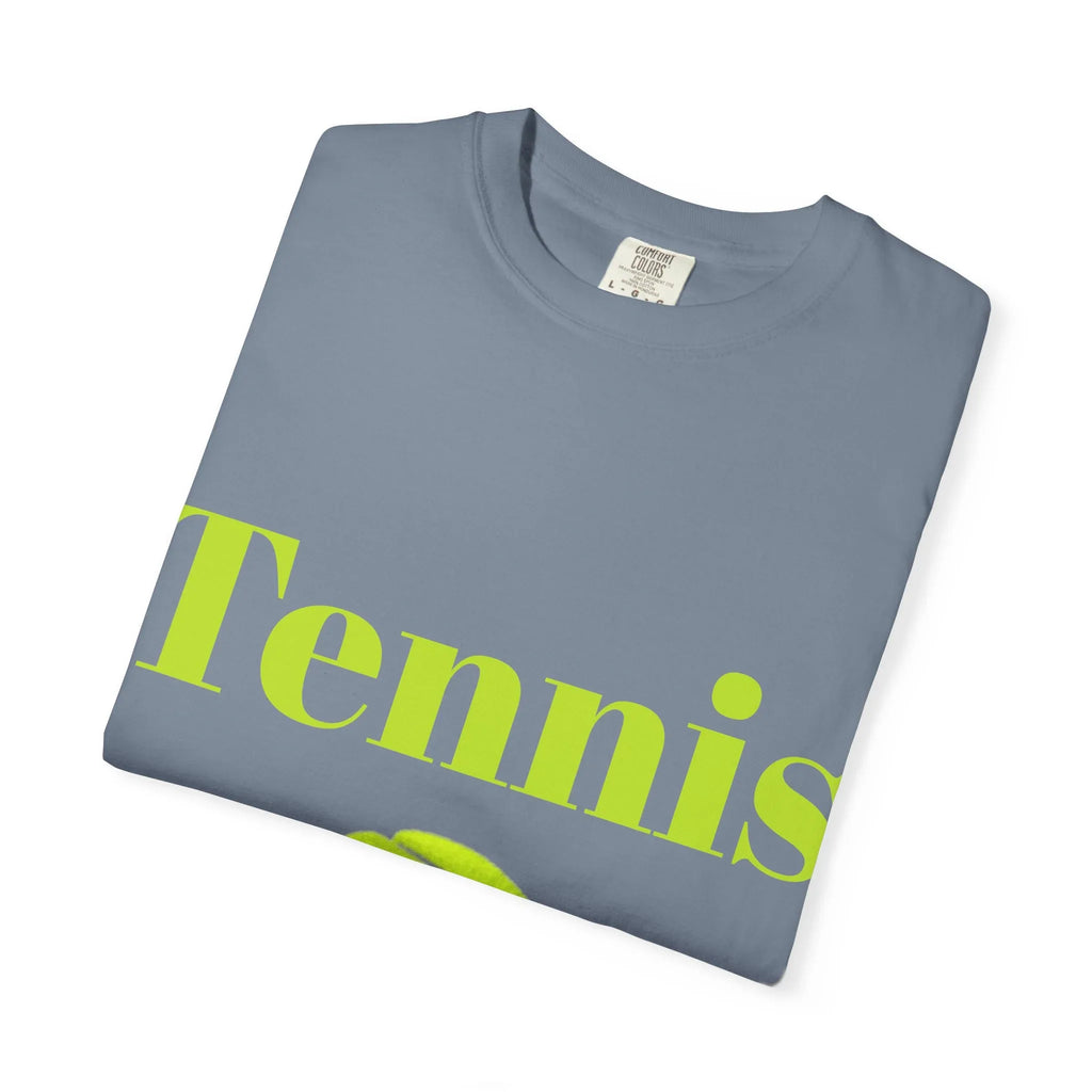 Tennis Ball Graphic Tee | Tennis Shirt, Neon Green Text - 250 USA Celebration