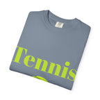 Tennis Ball Graphic Tee | Tennis Shirt, Neon Green Text - 250 USA Celebration