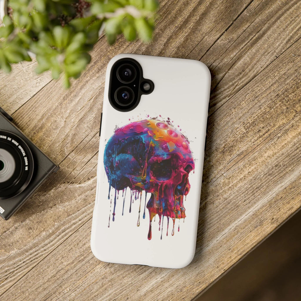 Colorful Drip Skull Phone Case | Hard Plastic Protective Case - 250 USA Celebration