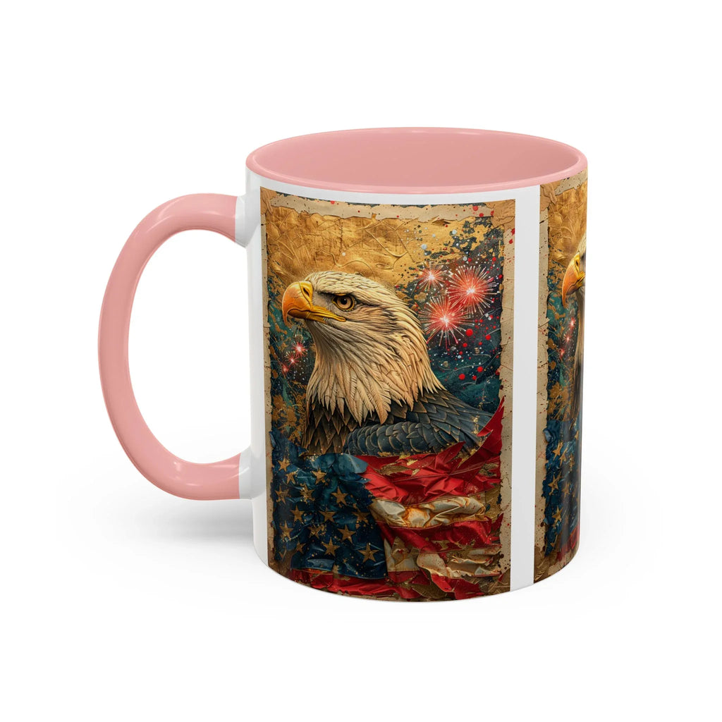 Bald Eagle with Tattered American Flag Coffee Mug | Fireworks Patriotic 11oz 15oz - 250 USA Celebration