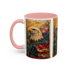 Bald Eagle with Tattered American Flag Coffee Mug | Fireworks Patriotic 11oz 15oz - 250 USA Celebration