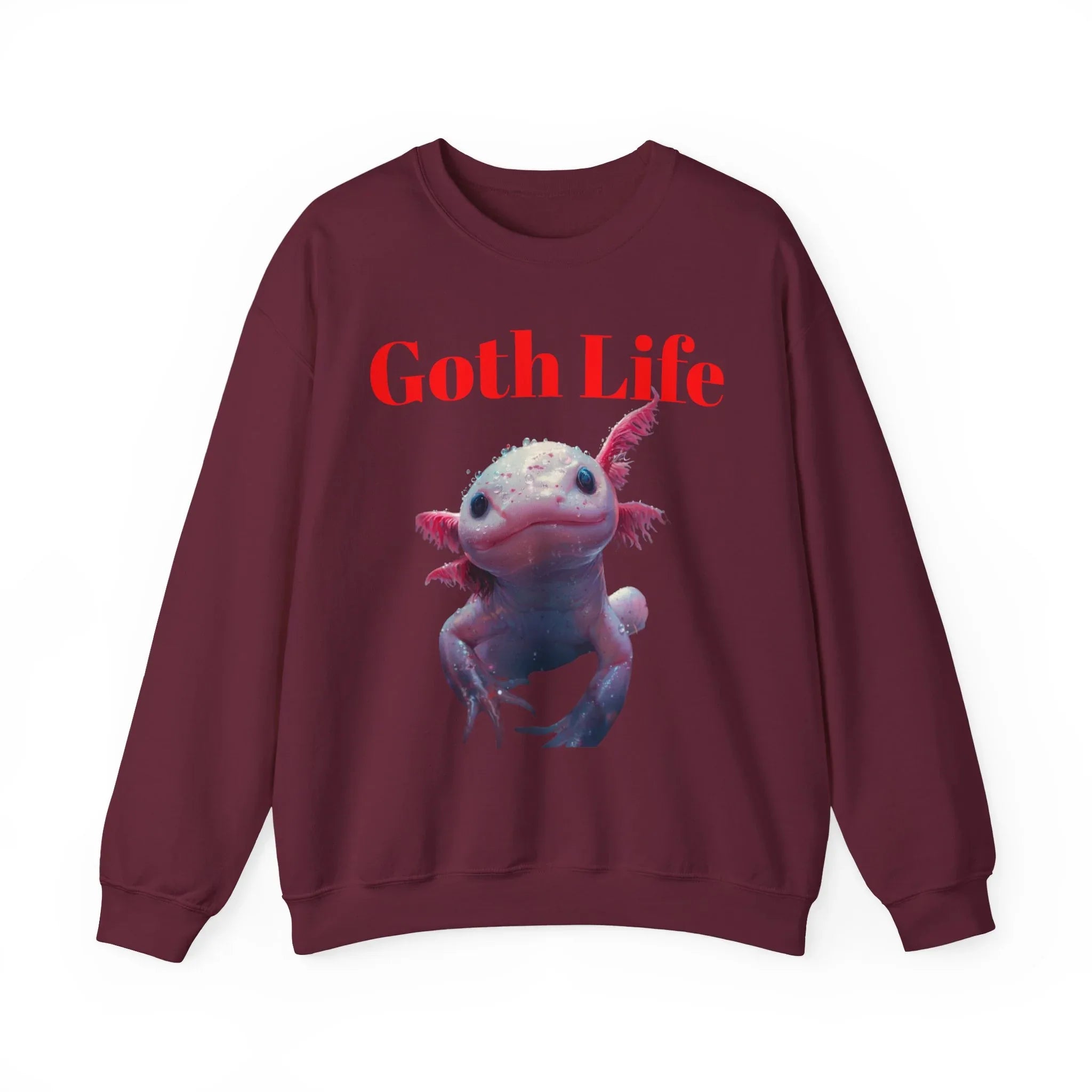 Goth Life Axolotl Sweatshirt | Cute Goth Axolotl Illustration - 250 USA Celebration