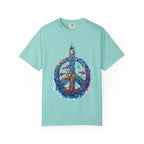 Psychedelic Mushroom Peace Sign T-Shirt | Neon Tie-Dye 60s Hippie Poster - 250 USA Celebration