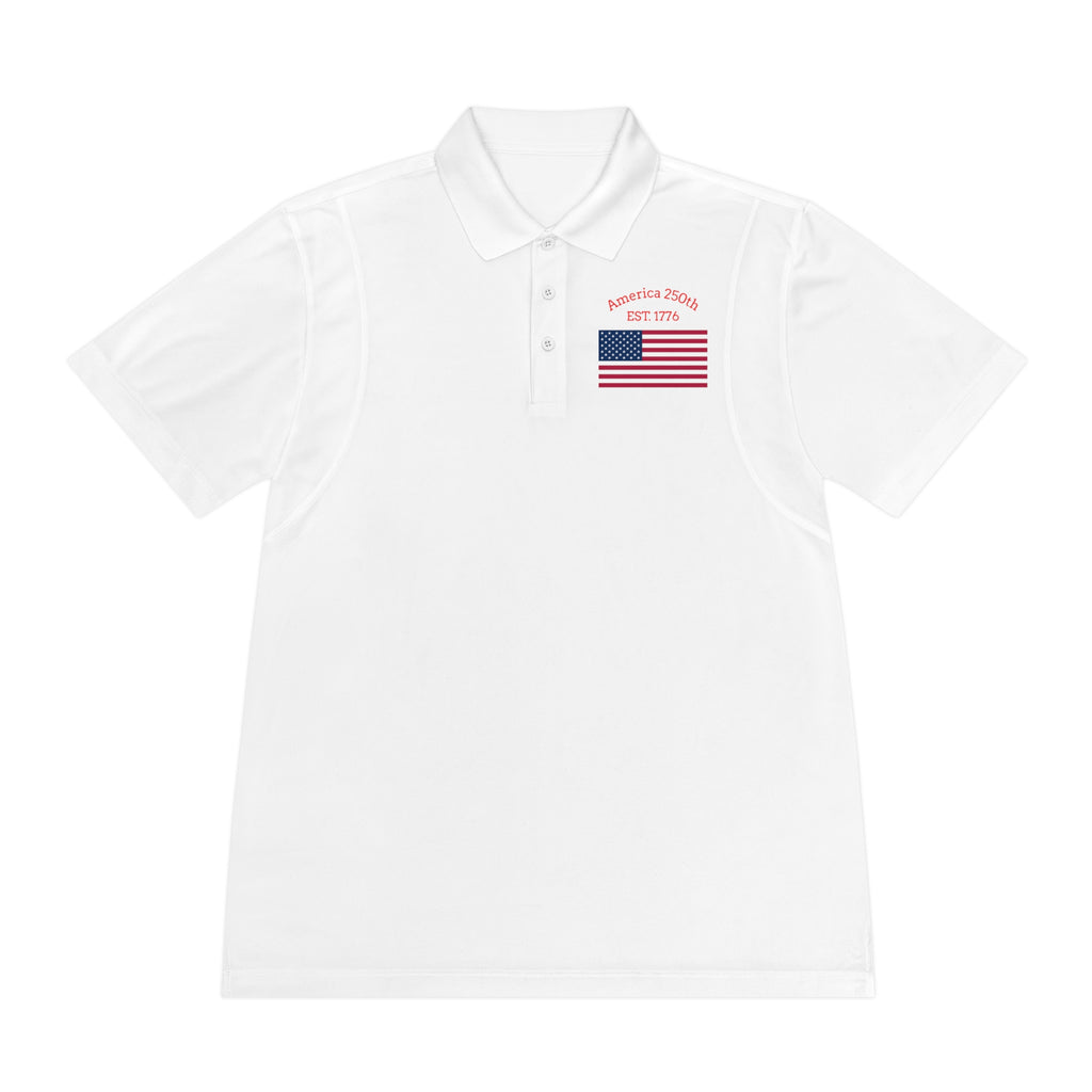 The "Legacy Portrait" Sport Polo – America 250 Signature Series - Men's Sport Polo — America 250 Commemorative Flag Wave Polo