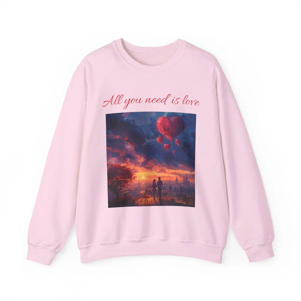 Love-themed Crewneck Sweatshirt, Valentines Day Sweatshirt, Heart Design Apparel, Valentine's Gift, Valentine's Day Women's Merchandise - 250 USA Celebration