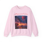 Love-themed Crewneck Sweatshirt, Valentines Day Sweatshirt, Heart Design Apparel, Valentine's Gift, Valentine's Day Women's Merchandise - 250 USA Celebration