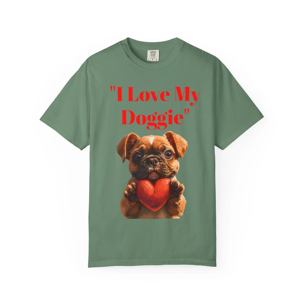Cute French Bulldog Puppy Holding Red Heart T-shirt | Dog Lover Cartoon - 250 USA Celebration
