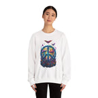 Psychedelic Mushroom Peace Sign Crewneck Sweatshirt | 60s Hippie Tie-Dye - 250 USA Celebration