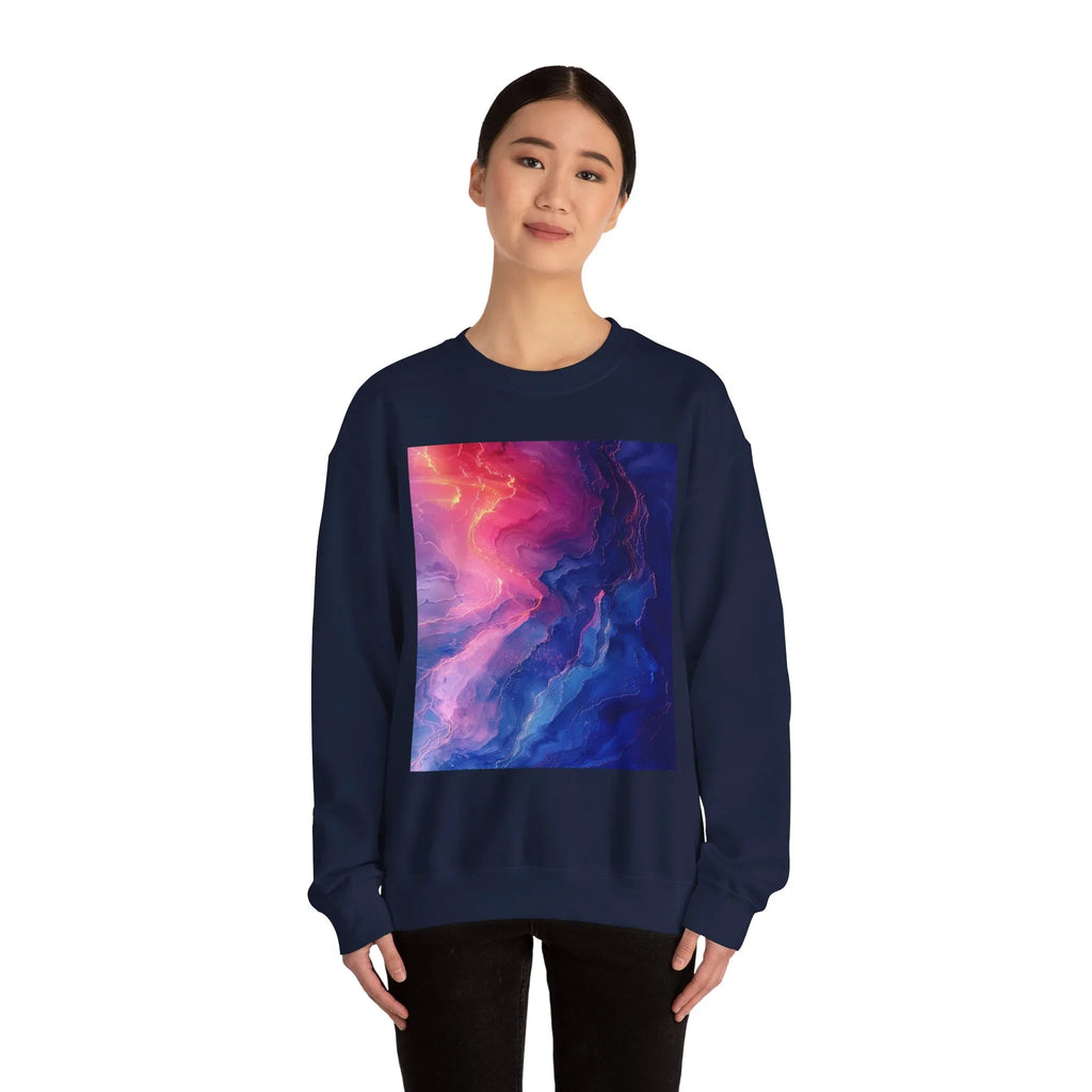 Abstract Nebula Art Crewneck Sweatshirt | Colorful Galaxy Print - 250 USA Celebration