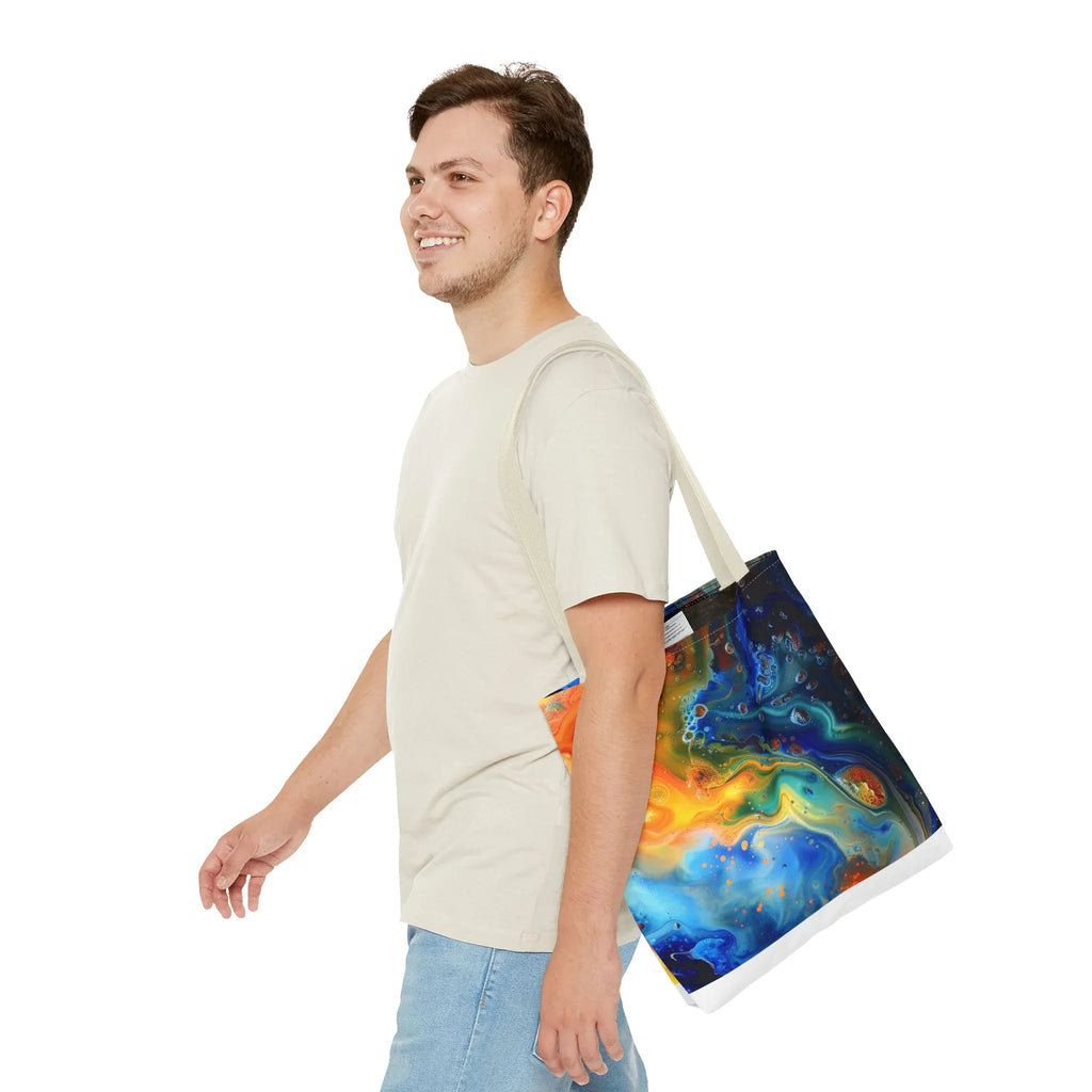 Abstract Fluid Art Tote Bag | Colorful Swirl Beach Bag - 250 USA Celebration