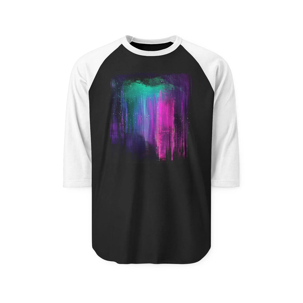 Neon Aurora Paint Drip Raglan Shirt | Abstract Galaxy Brushstroke - 250 USA Celebration