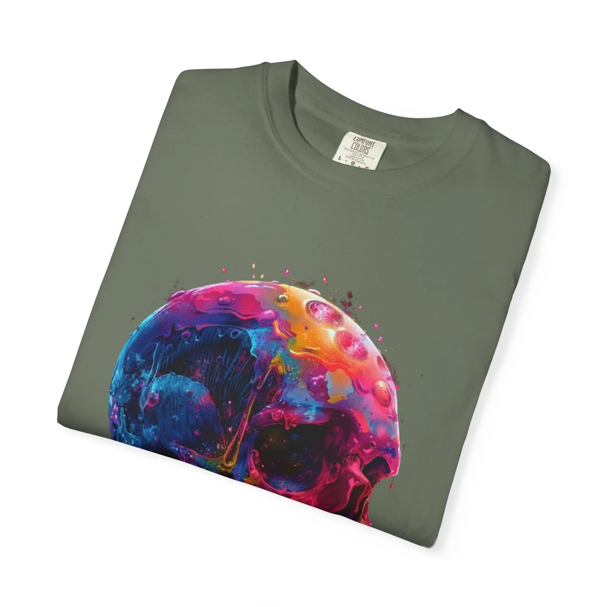 Colorful Drip Skull T-shirt | Watercolor Skull Shirt, Artistic Gothic Tee - 250 USA Celebration