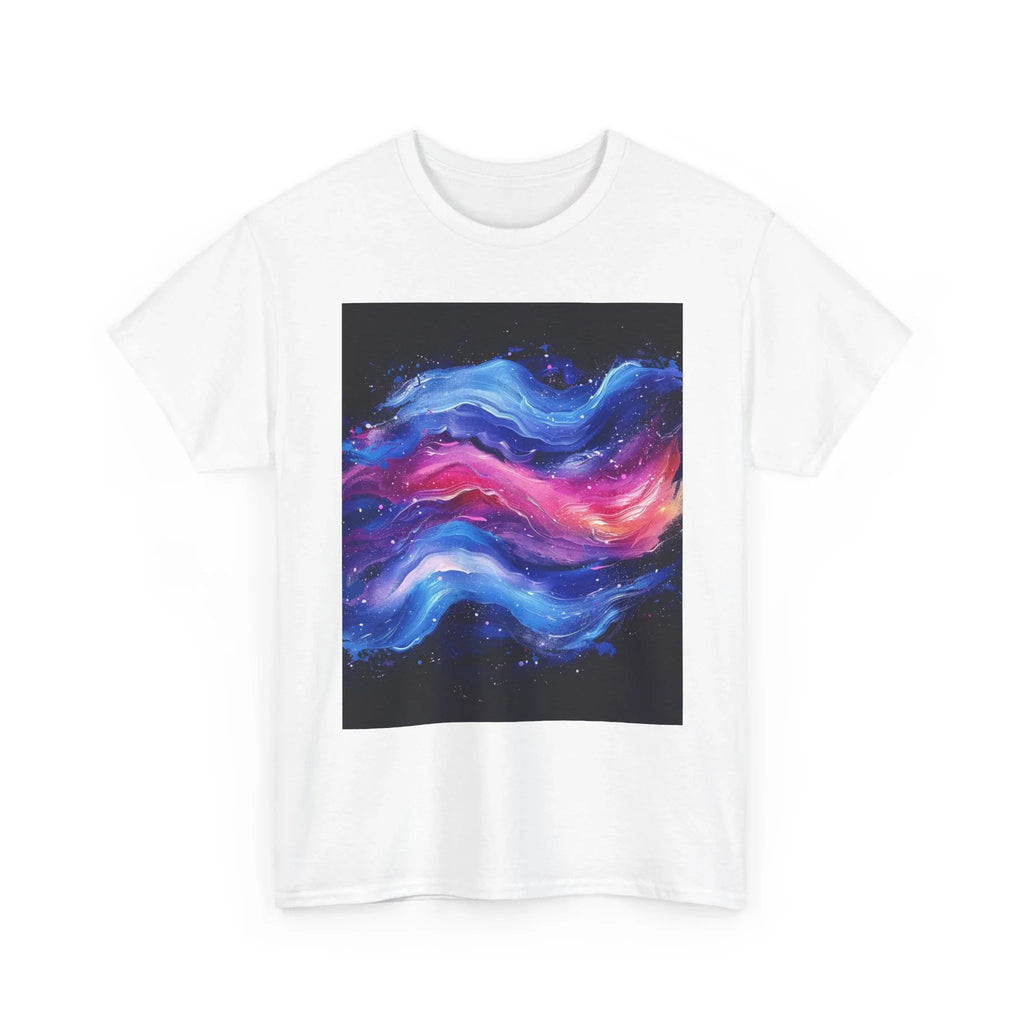 Galaxy Wave Abstract Art T-Shirt | Cosmic Pink Blue Nebula - 250 USA Celebration