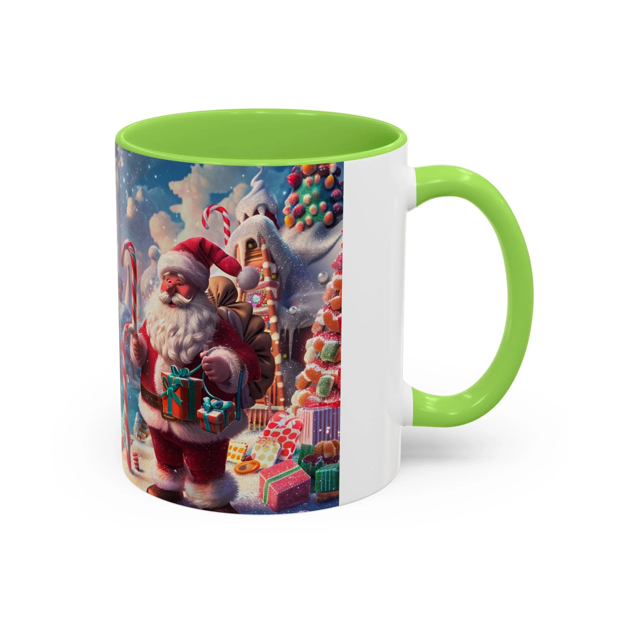 Festive Santa in Candy Wonderland mug | Holiday Christmas ceramic mug - 250 USA Celebration