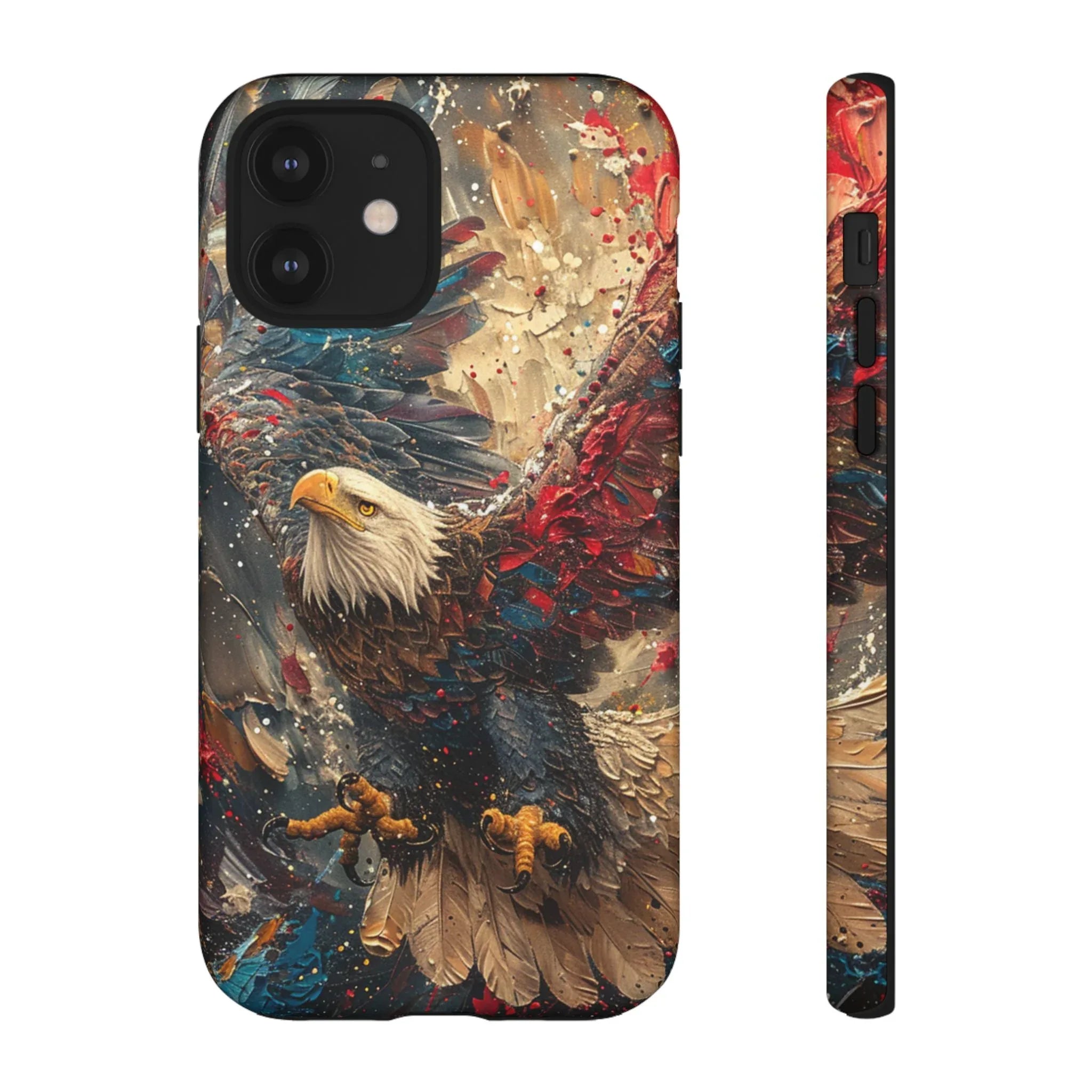 Patriotic Bald Eagle Tough Case | iPhone Phone Case, Red Blue Feather Art - 250 USA Celebration