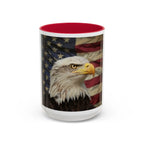 Colorful Mugs (11oz, 15oz) American eagle with American flag, fireworks all around the eagle, patriotic themed - 250 USA Celebration