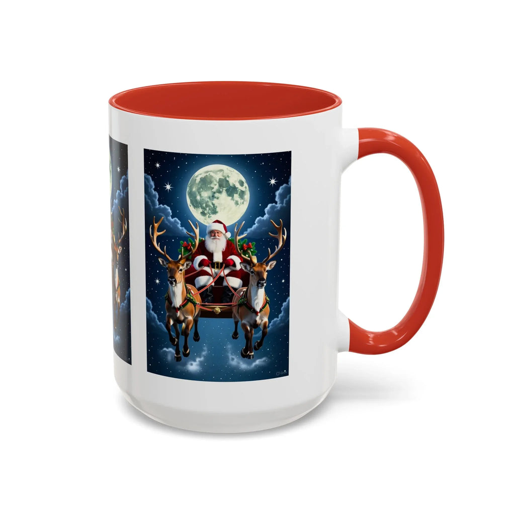 Santa Sleigh with Reindeer Coffee Mug | Christmas Moon Accent Mug - 250 USA Celebration