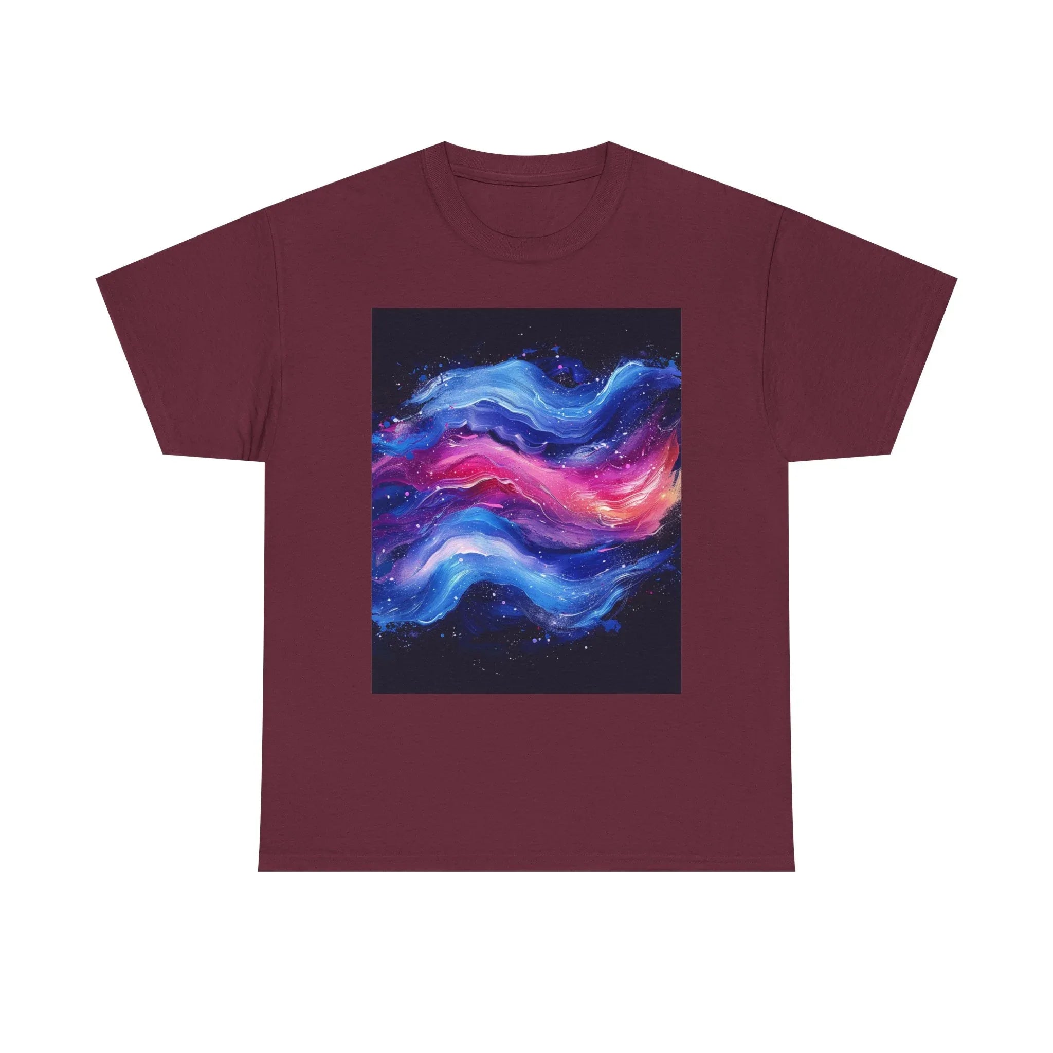 Galaxy Wave Abstract Art T-Shirt | Cosmic Pink Blue Nebula - 250 USA Celebration