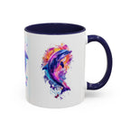 Y2K Chrome Dolphin Flaming Hoop Mug | Holographic Neon Dolphin Coffee Cup - 250 USA Celebration