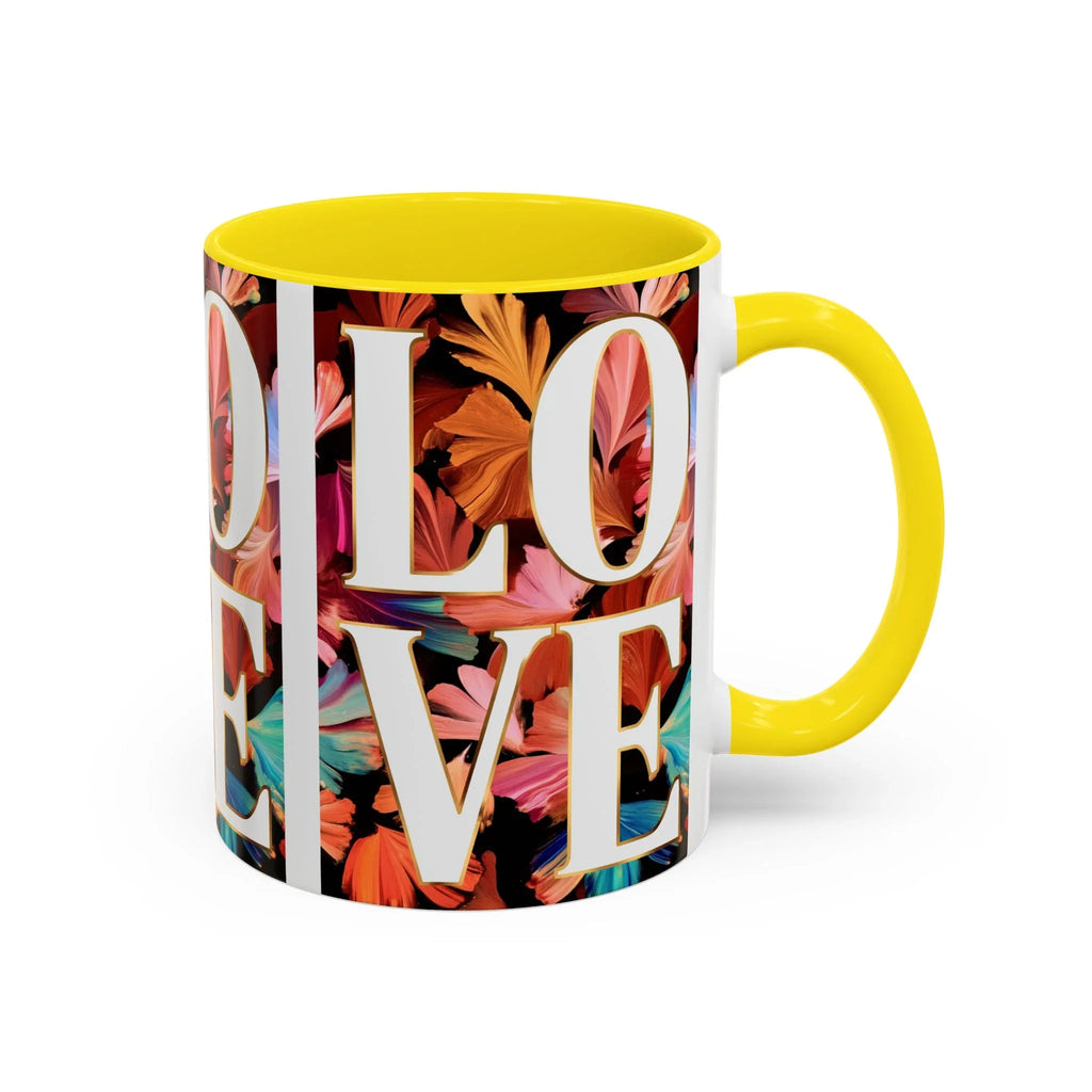 Floral Bold LOVE Mug | Accent Coffee Mug 11oz 15oz - 250 USA Celebration