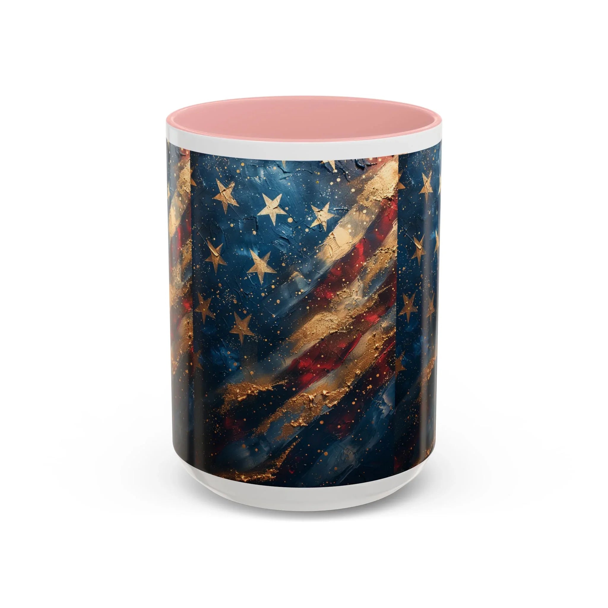 Distressed American Flag Accent Coffee Mug | 11oz 15oz - 250 USA Celebration