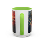 Colorful Mugs (11oz, 15oz) American Eagle Flying Coffee Cup, Patriotic American Eagle flying with American Flag in background - 250 USA Celebration