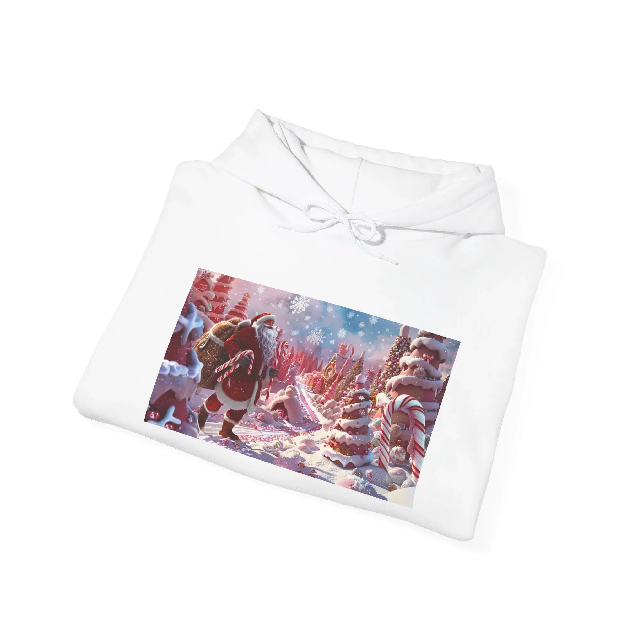 Christmas Candy Wonderland Hoodie, Santa Claus Christmas Sweatshirt, Festive Holiday Hoodie, Winter Candy Sweatshirt, Christmas Candy Cane - 250 USA Celebration