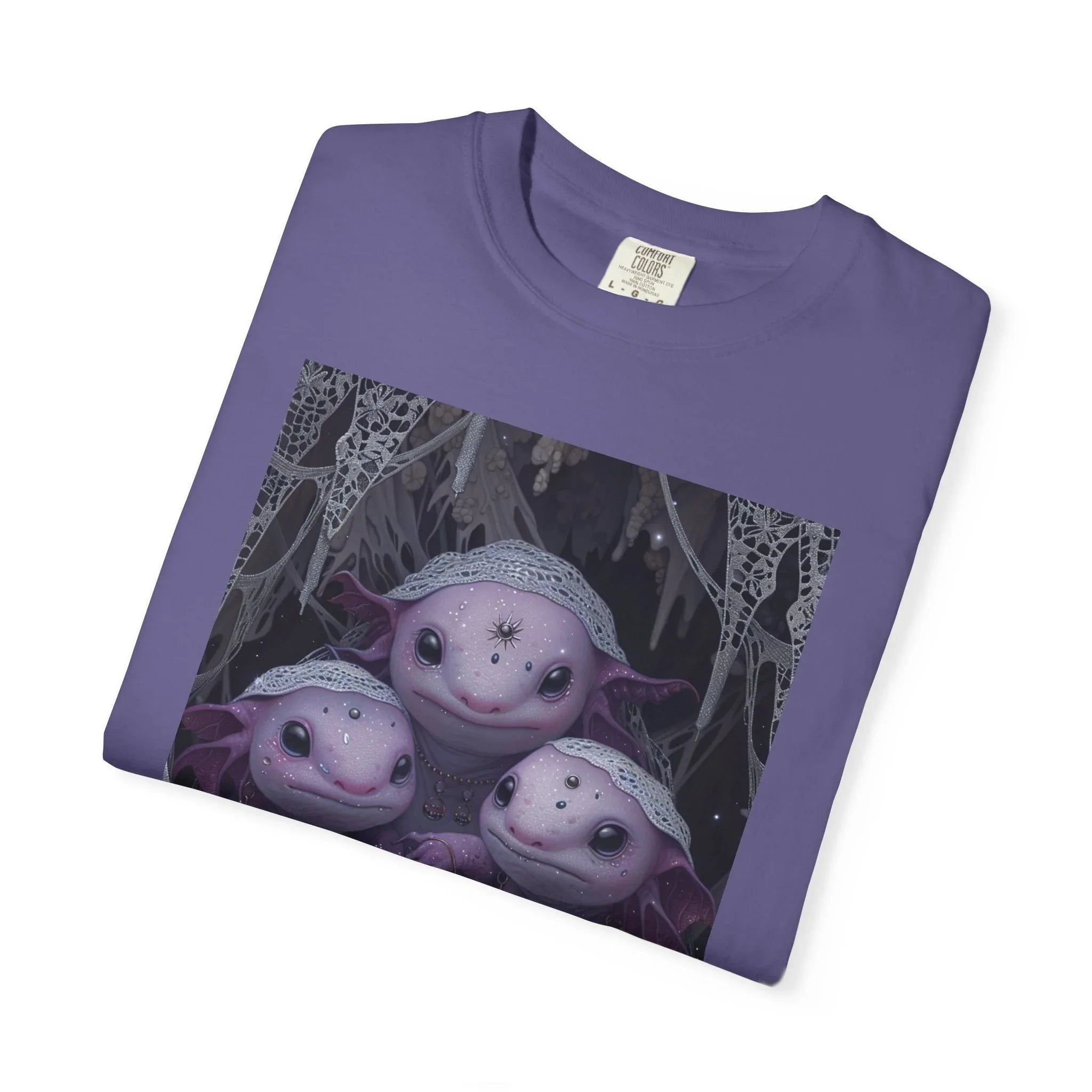 Three Axolotl Friends T-Shirt | Cute Purple Axolotl Illustration - 250 USA Celebration