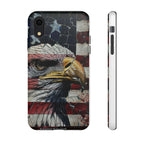 American Flag Bald Eagle phone case | Patriotic iPhone cover, cracked vintage flag design - 250 USA Celebration
