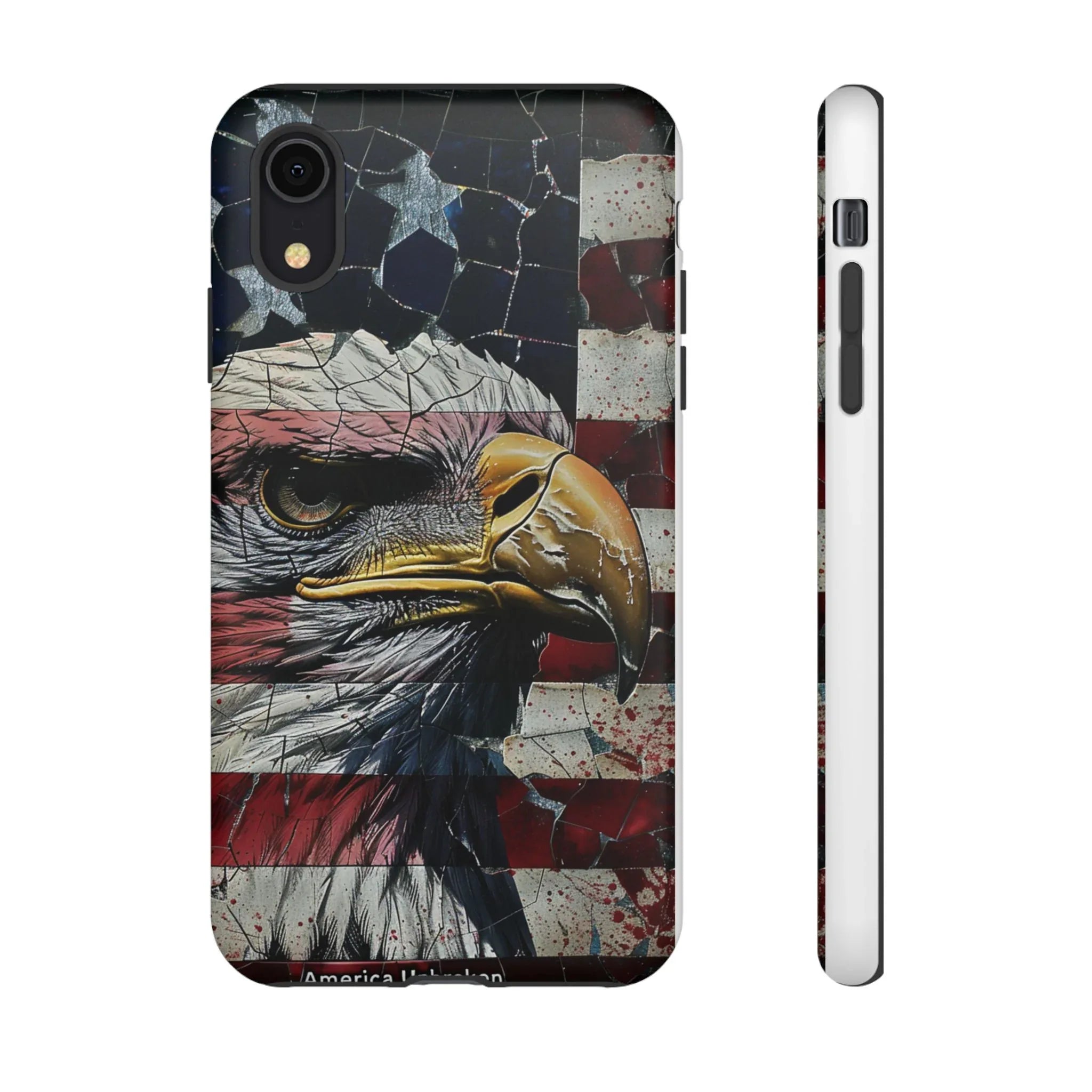 American Flag Bald Eagle phone case | Patriotic iPhone cover, cracked vintage flag design - 250 USA Celebration