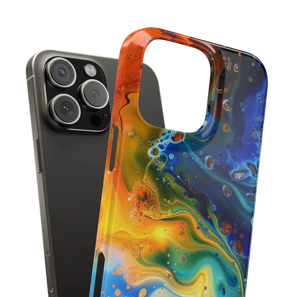 Abstract Color Swirl Slim Phone Case | Blue Orange Marble Galaxy - 250 USA Celebration