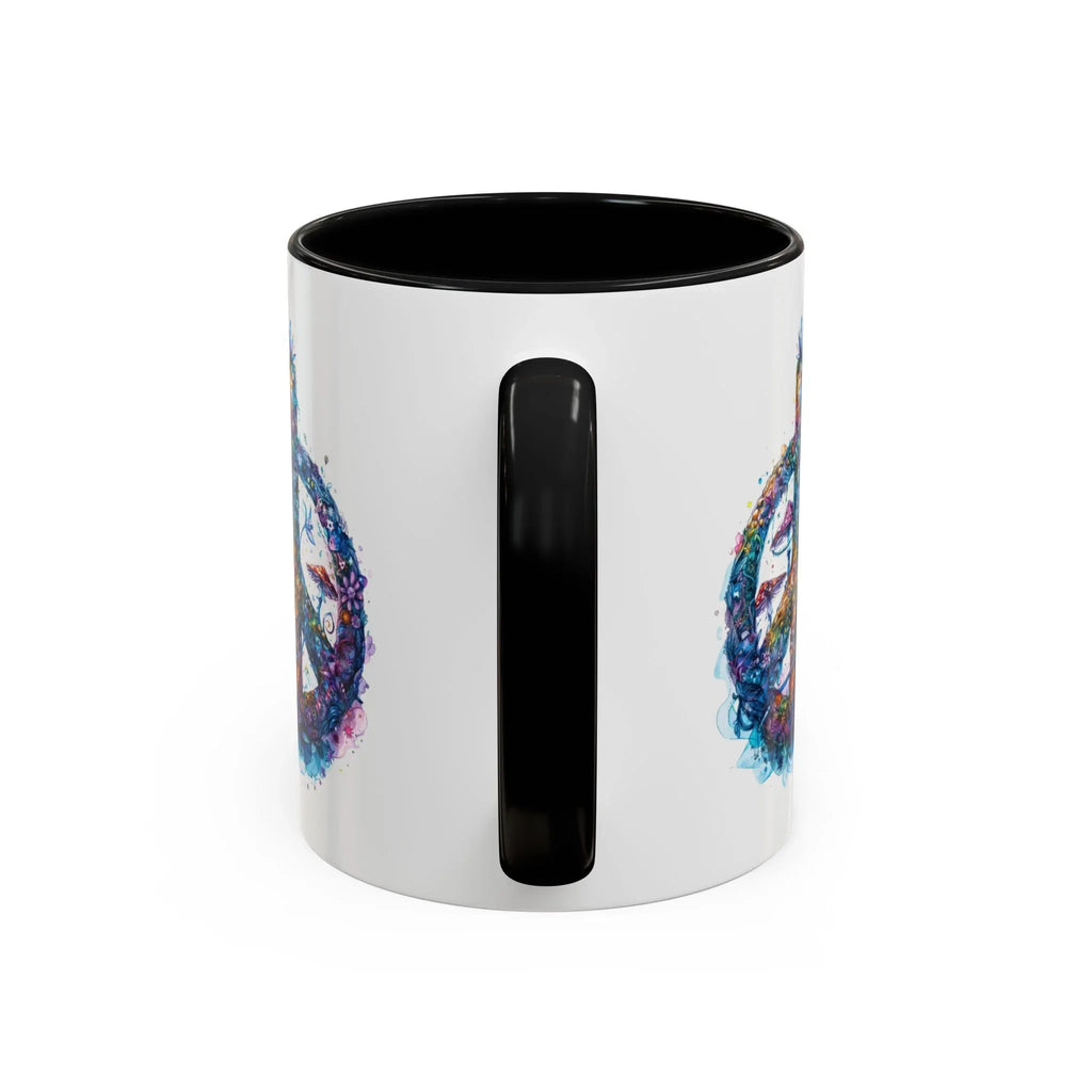 Psychedelic Mushroom Peace Sign Mug | Neon Tie-Dye Peace Script - 250 USA Celebration
