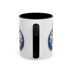 Psychedelic Mushroom Peace Sign Mug | Neon Tie-Dye Peace Script - 250 USA Celebration
