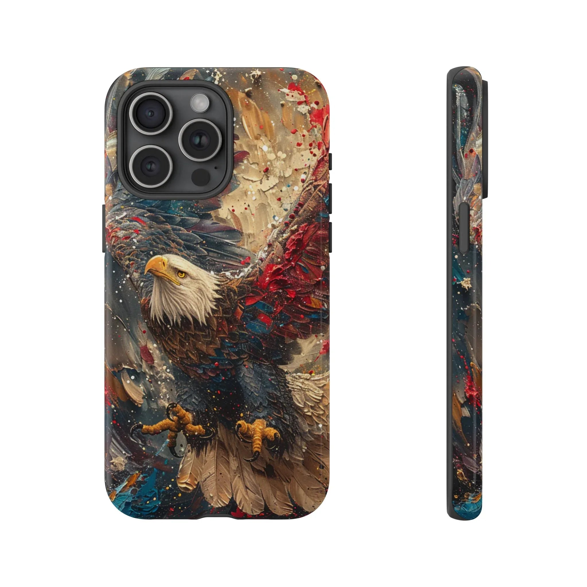 Patriotic Bald Eagle Tough Case | iPhone Phone Case, Red Blue Feather Art - 250 USA Celebration