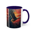 Colorful Mugs (11oz, 15oz) American Eagle Flying Coffee Cup, Patriotic American Eagle flying with American Flag in background - 250 USA Celebration