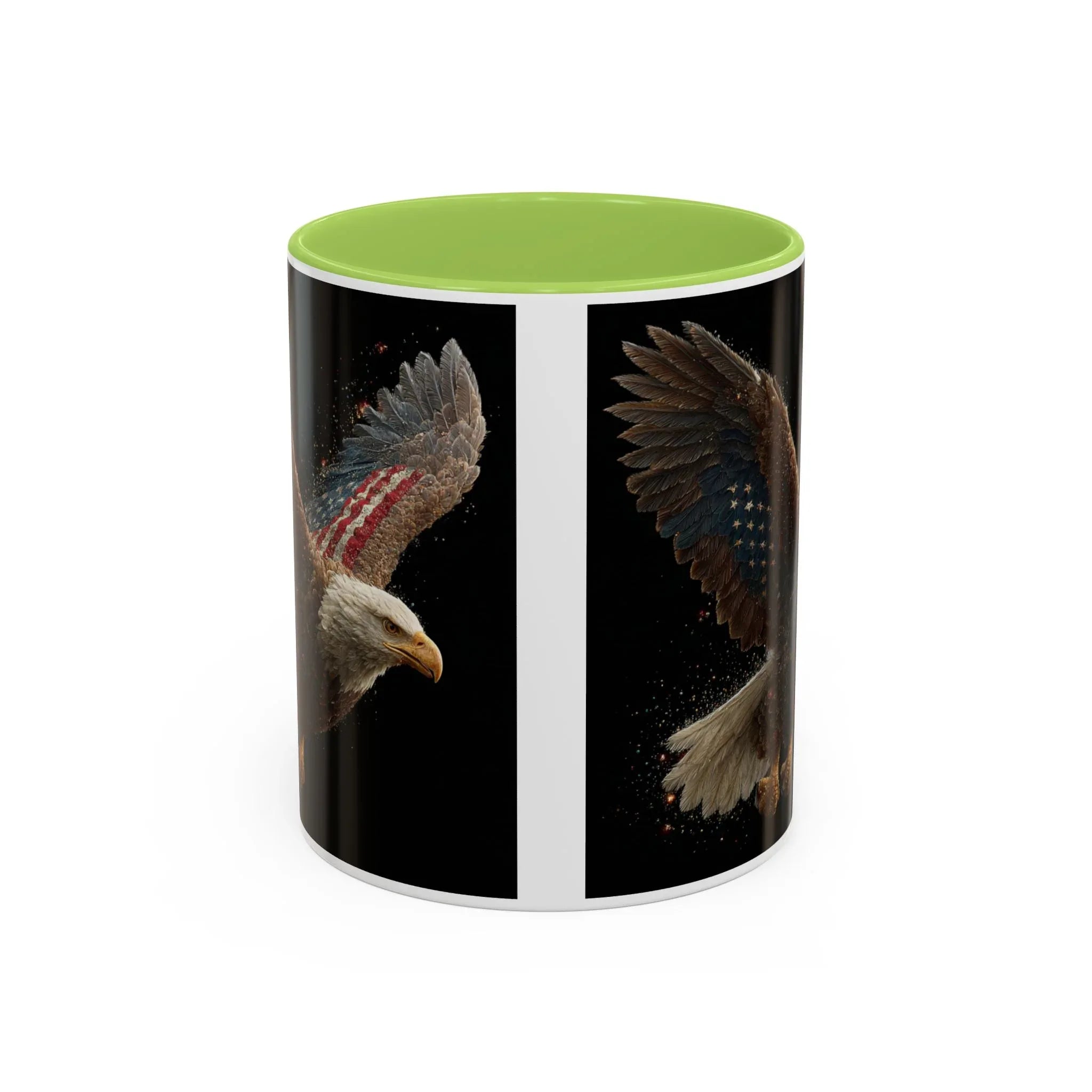 American Flag Bald Eagle Coffee Mug | Patriotic Eagle Wings, Black Accent 11oz 15oz - 250 USA Celebration